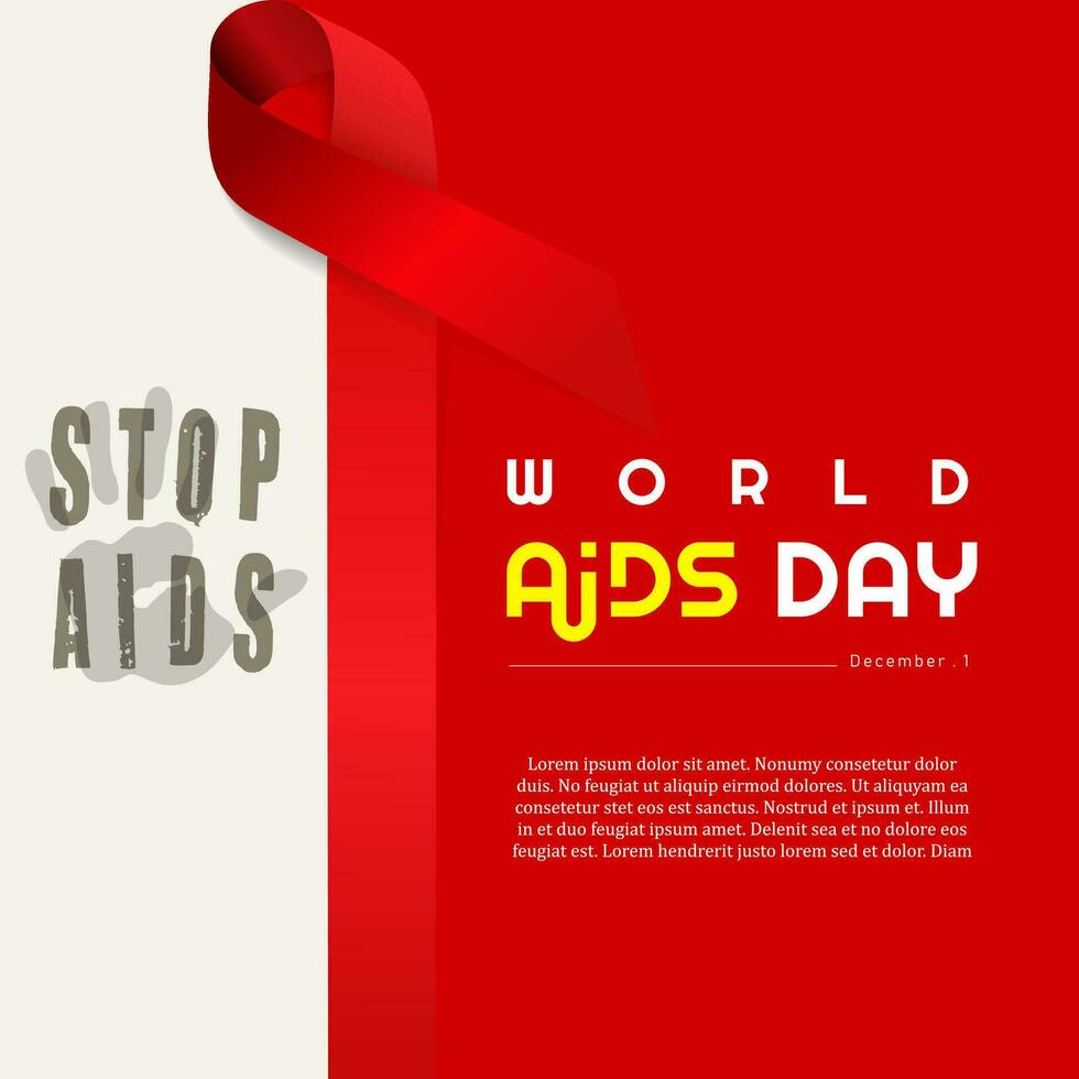 World AIDS Day, Illustration Of World Aids Day With Aids Awareness Ribbon. December 1st, STOP AIDS vector