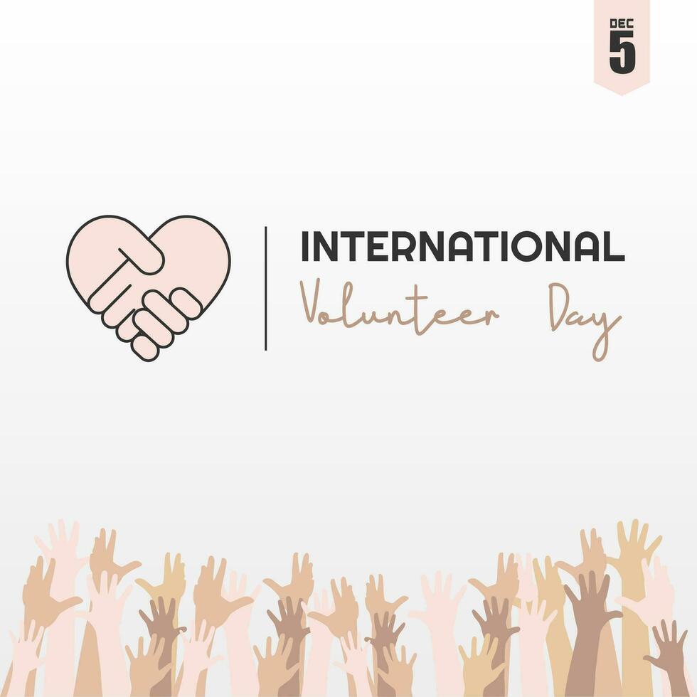 International Volunteer day is observed every year on December 5. greeting card social media post vector