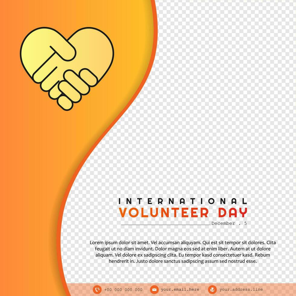 internacional voluntario día es observado cada año en diciembre 5. saludo tarjeta social medios de comunicación enviar vector