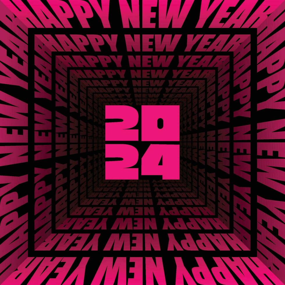 Happy new year 2024 3d typography vector illustration. Trendy typography effect. Modern lettering design for celebrating new year. New year editable text. New year banner, wallpaper, card, poster