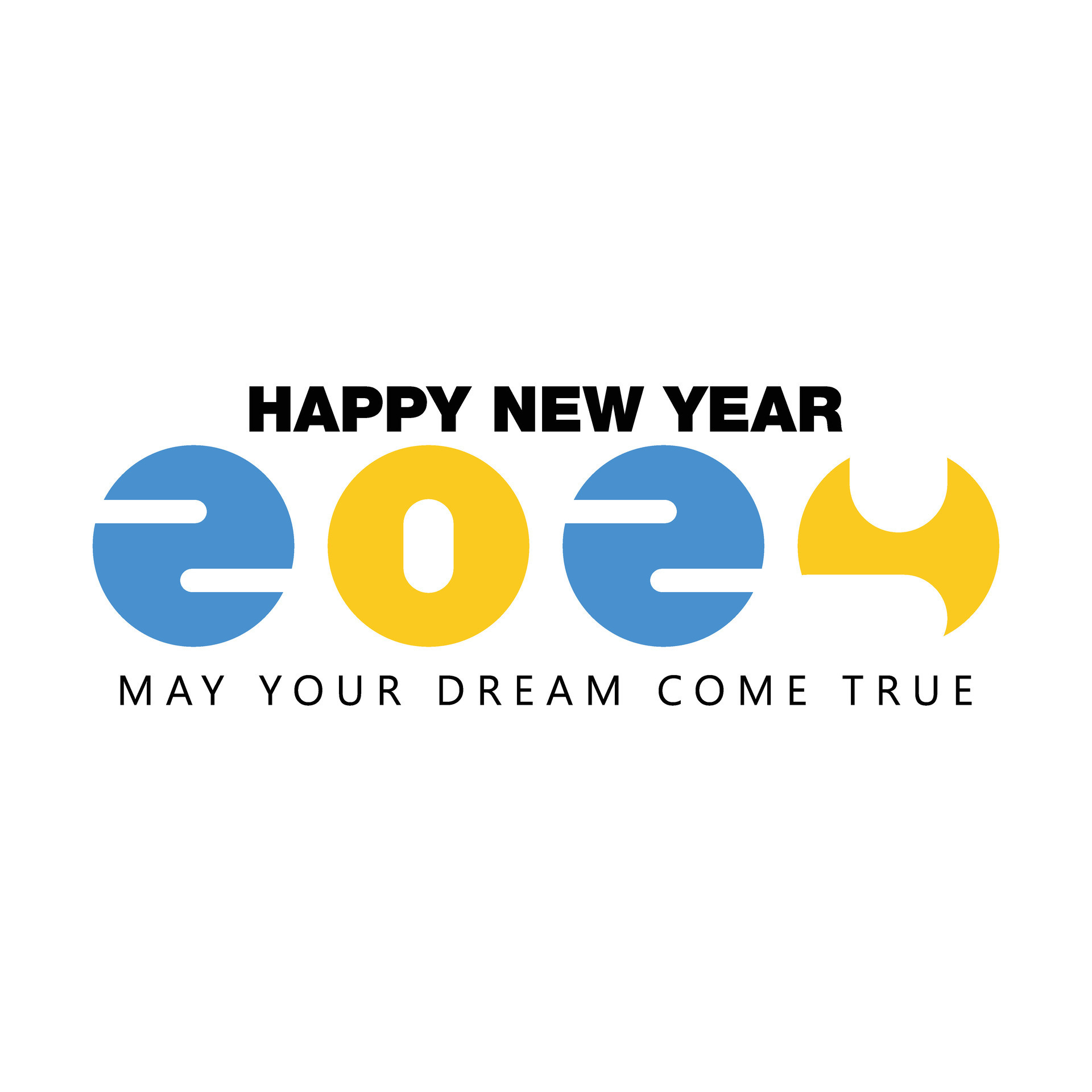 Happy New Year 2024 Text Design. Happy New Year 2024 Text Design. Blue