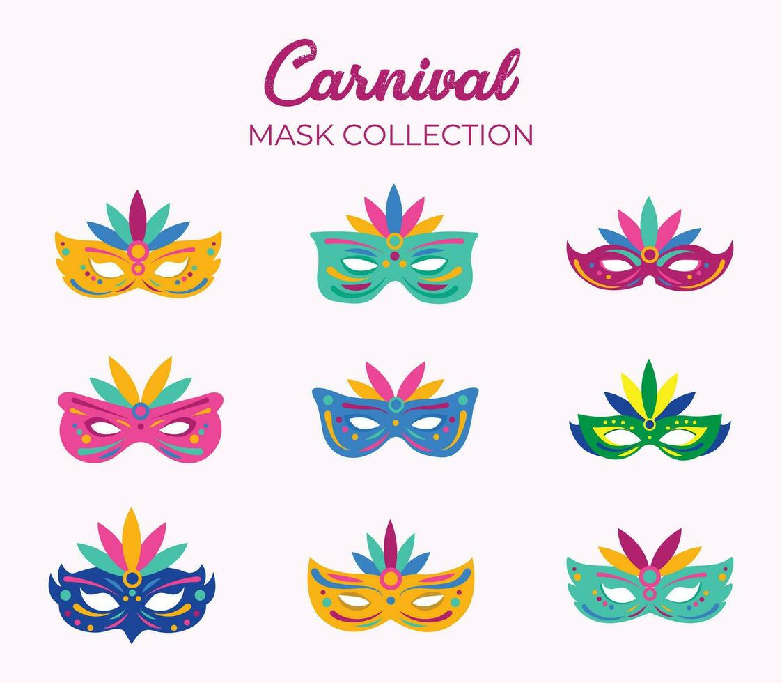 Carnival mask collection vector