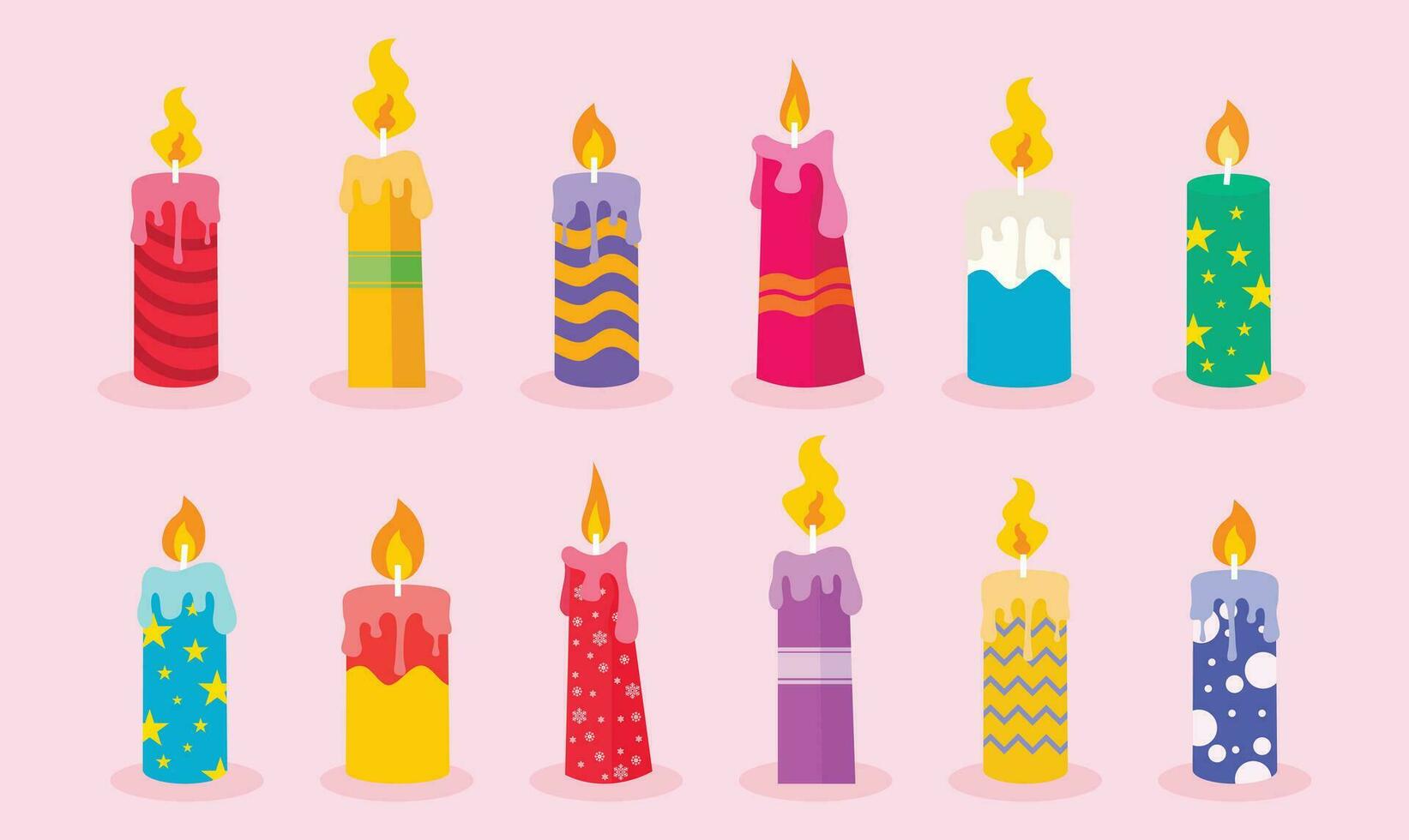 Candle collection flat vector illustration