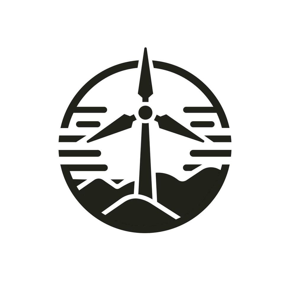 Wind power icon logo, turbine. Vector illustration