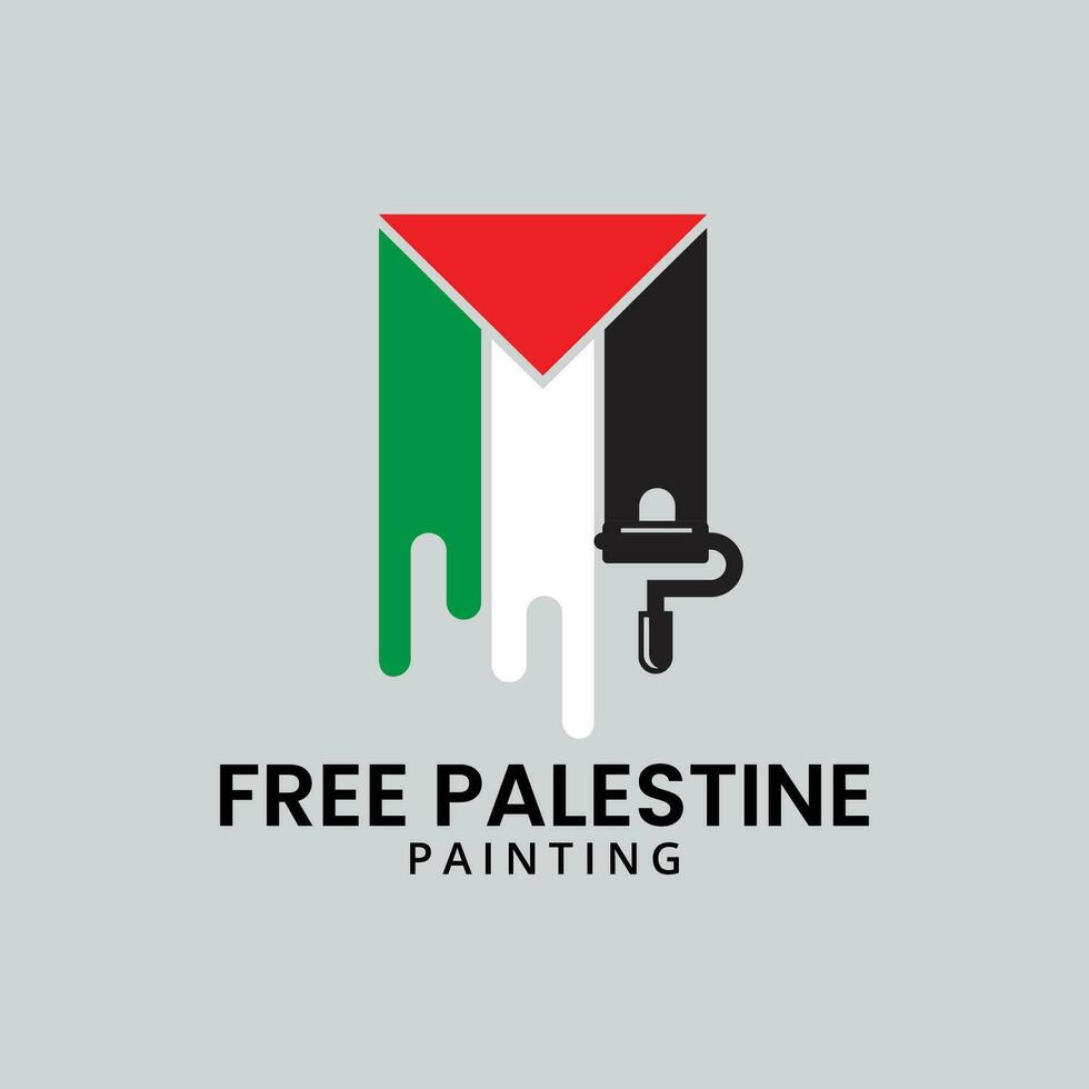 internacional día de solidaridad con el palestino personas con bandera y pintura vector ilustración