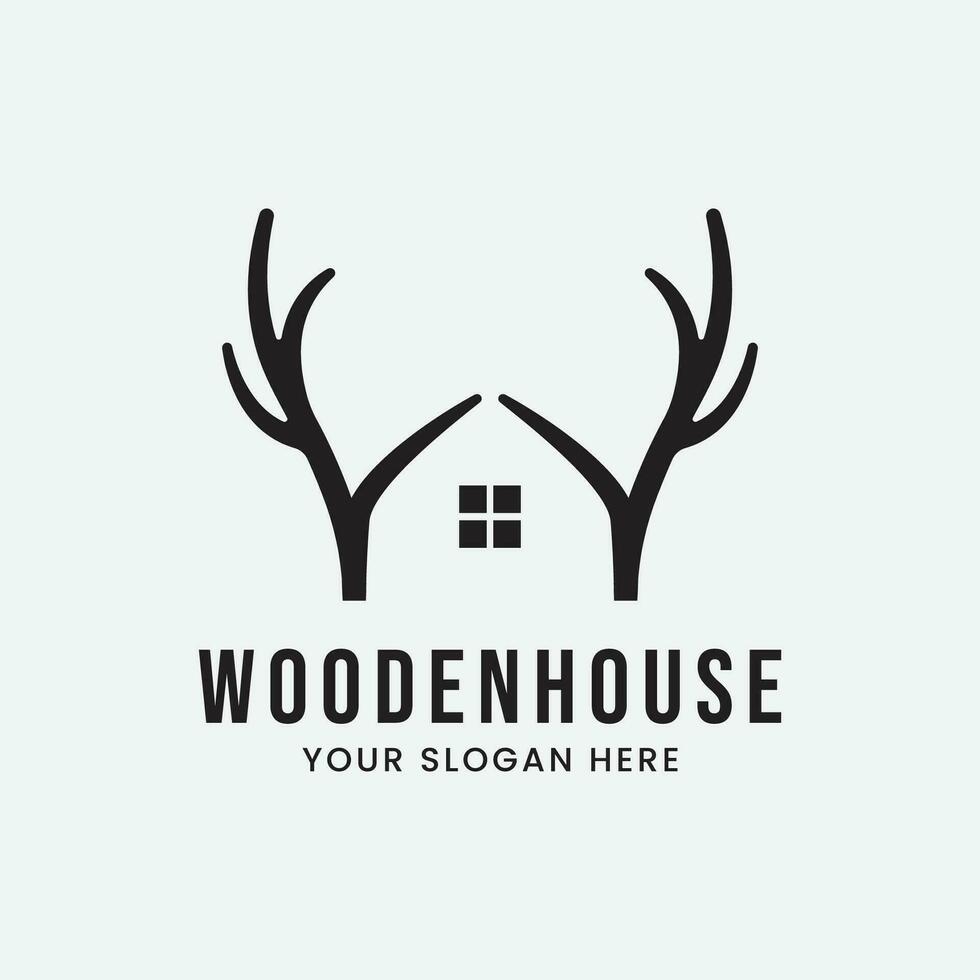 de madera casa vector logo diseño icono modelo