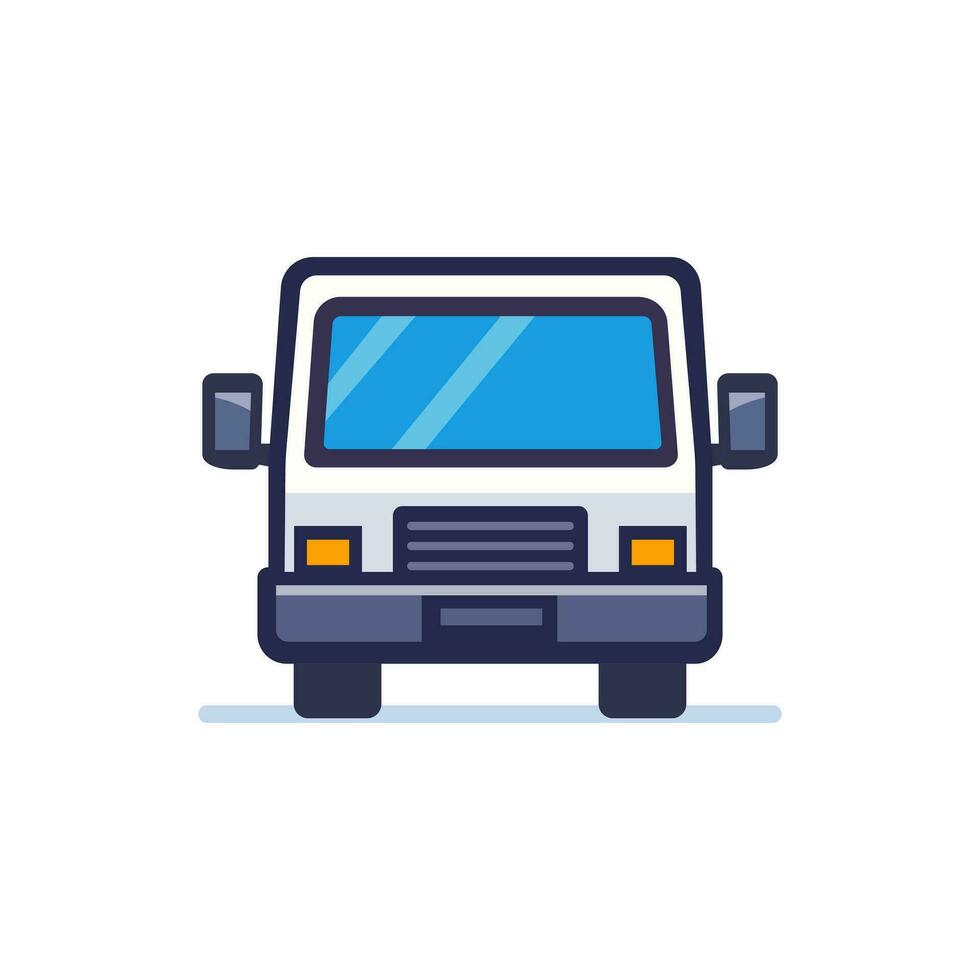 Express delivery truck front view. Delivery service. Vector illustration