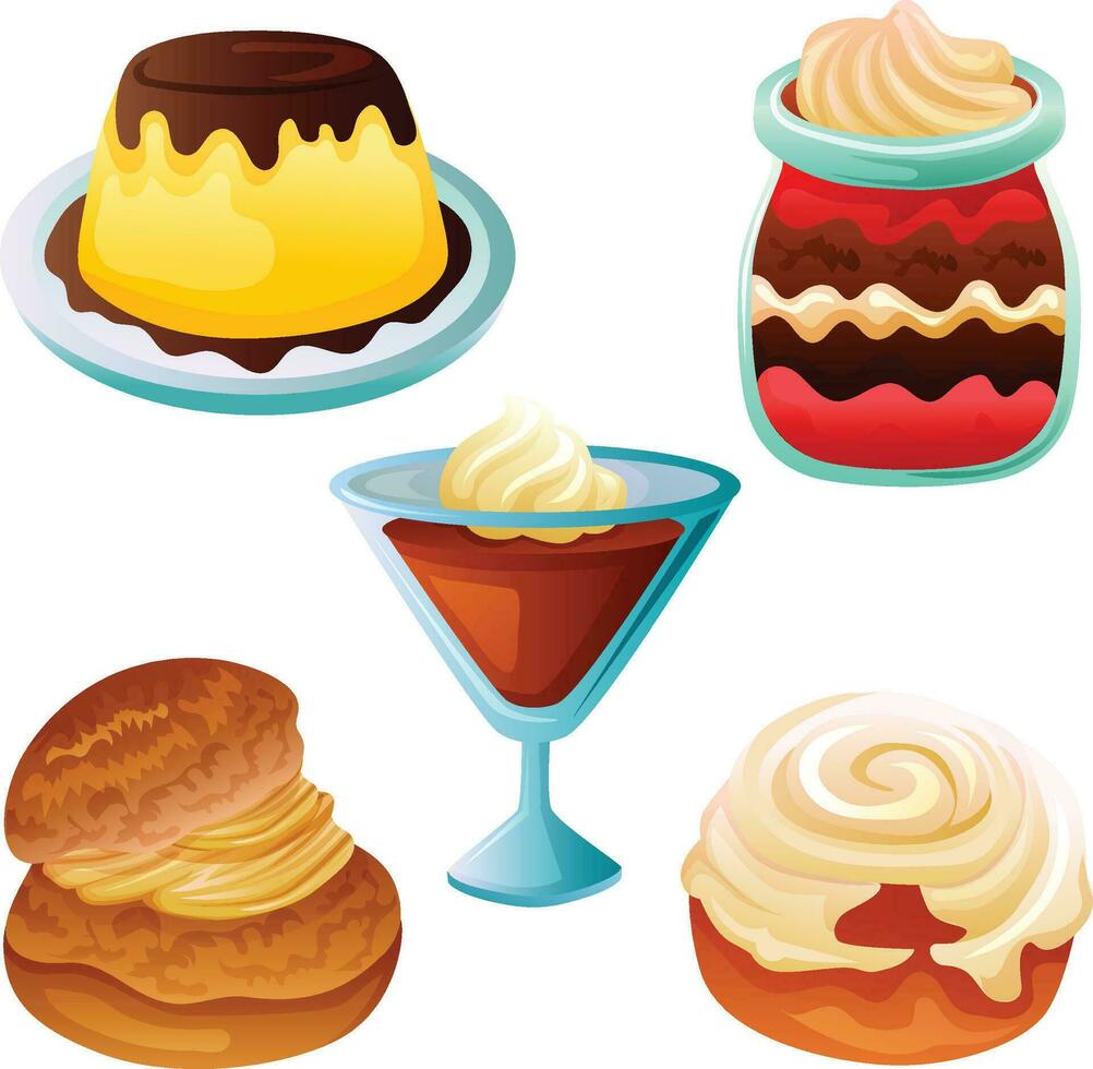 tipo de postre icono vector