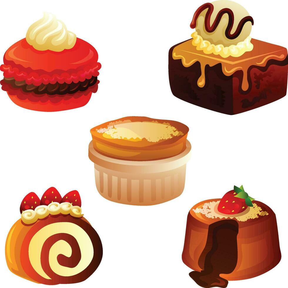 mix dessert set icon game object vector