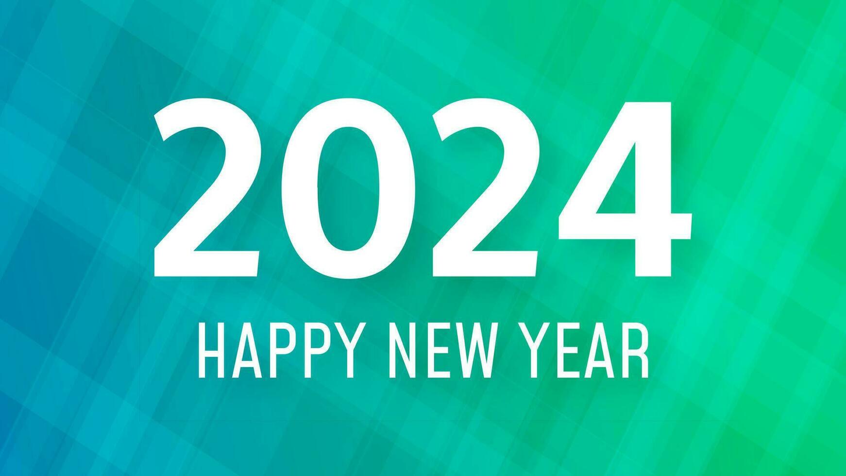 2024 Happy New Year background.  Modern greeting banner template with white 2024 New Year numbers on green abstract background with lines. Vector illustration