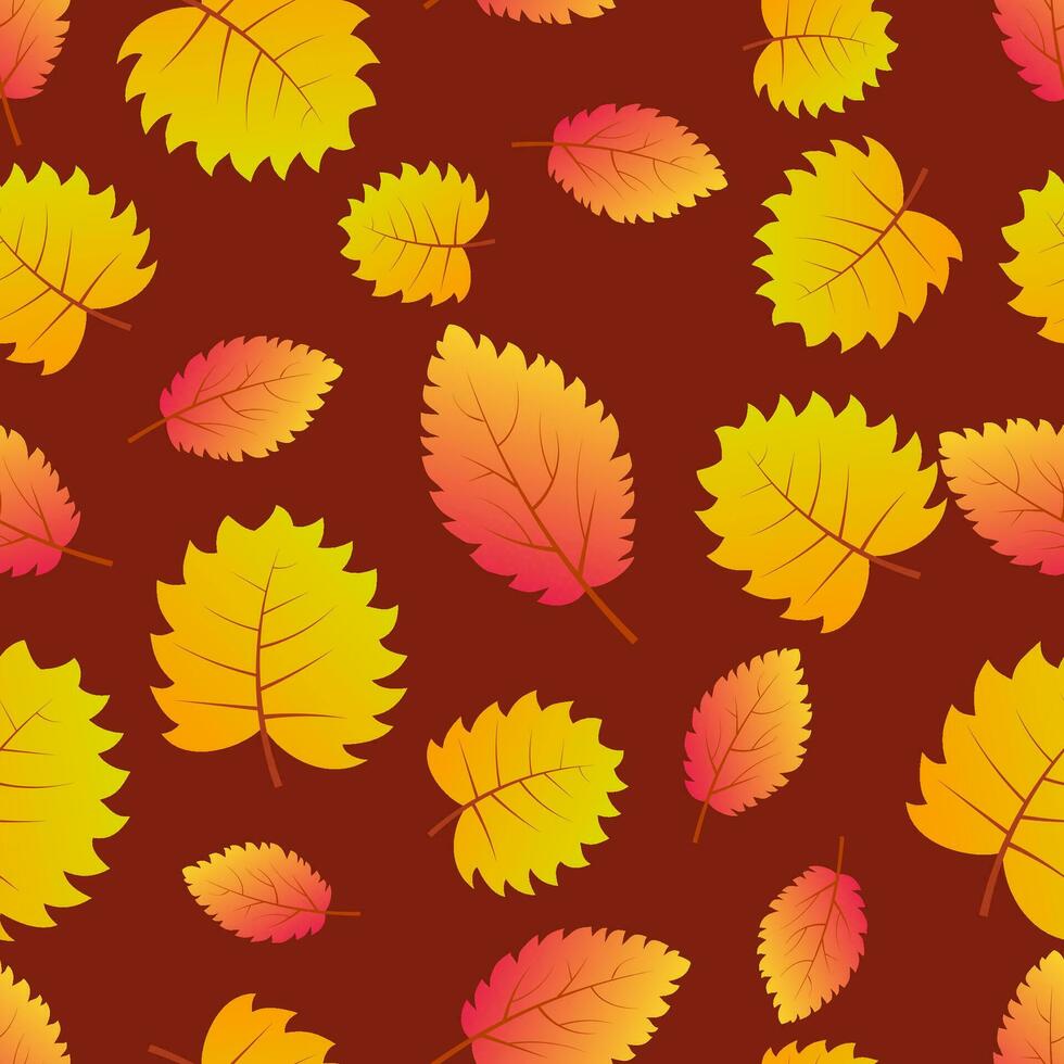 Autumn seamless background with colorful leaves. Design for fall season posters, wrapping papers and holidays decorations. Vector illustration