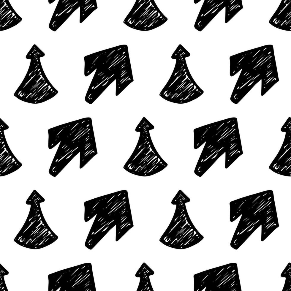 Seamless pattern with black hand drawn arrows vector