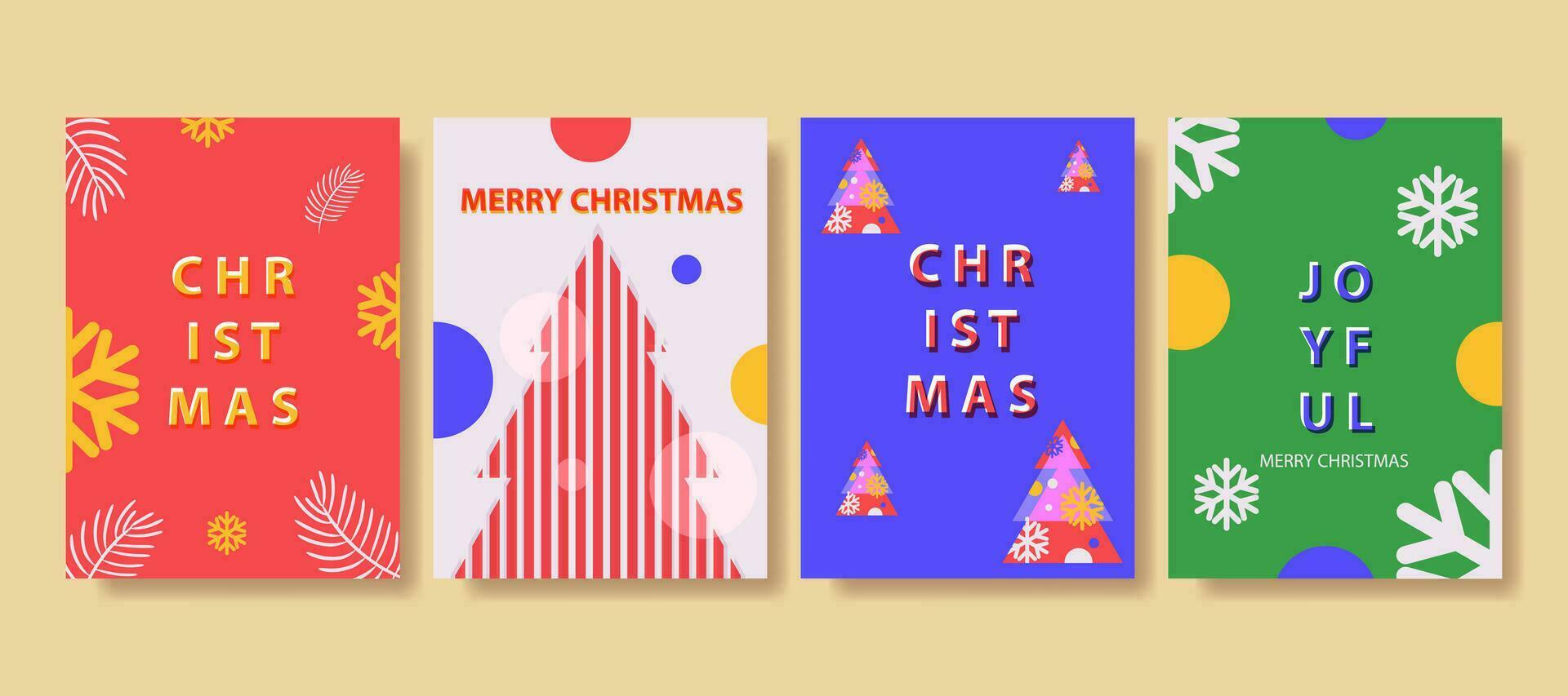 Christmas and New Year greeting cards set vector