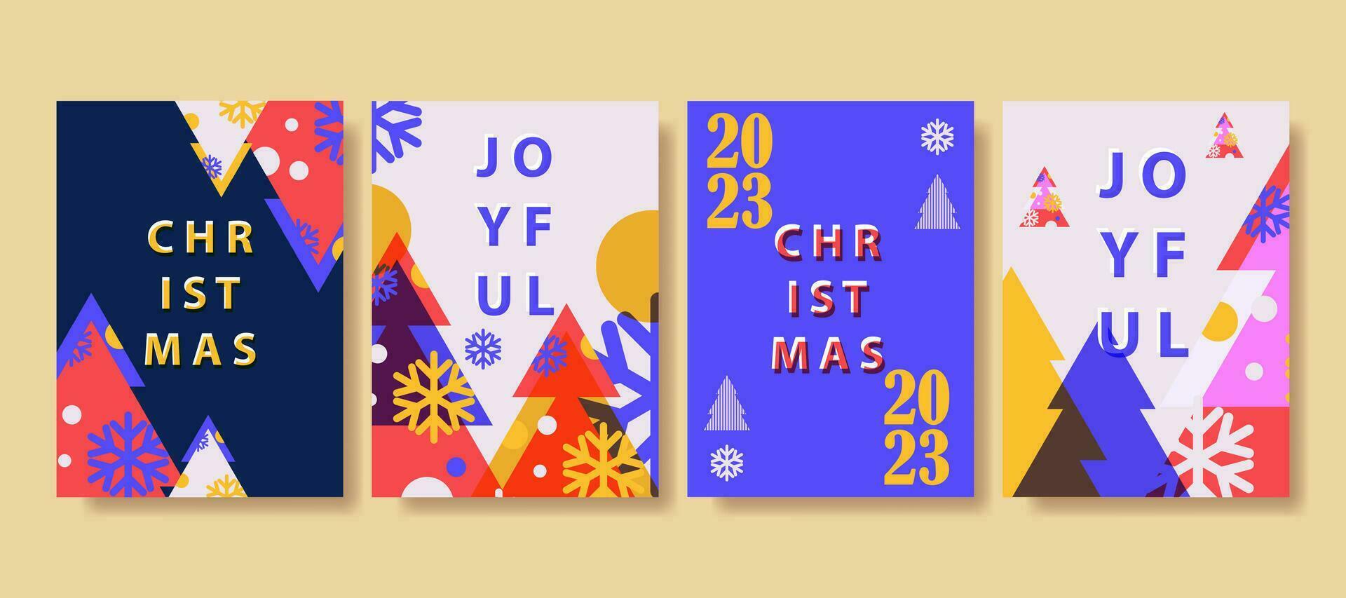 Navidad y nuevo año saludo tarjetas conjunto vector