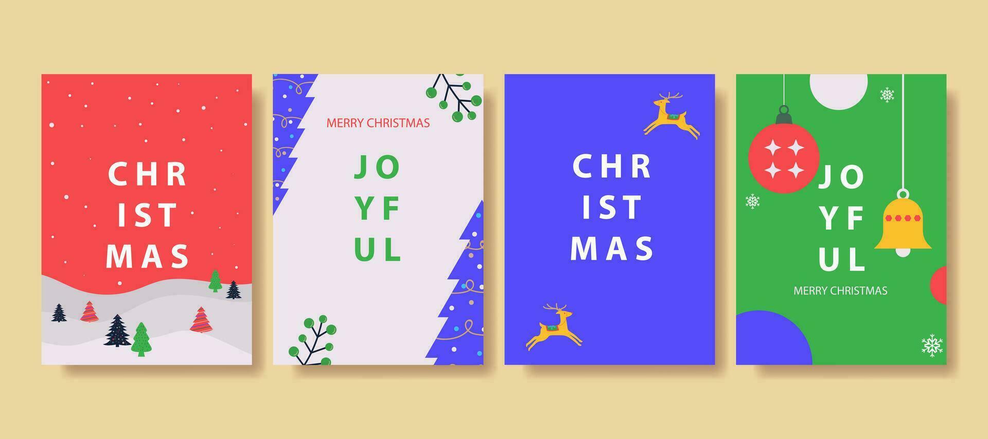 Christmas and New Year greeting cards set vector