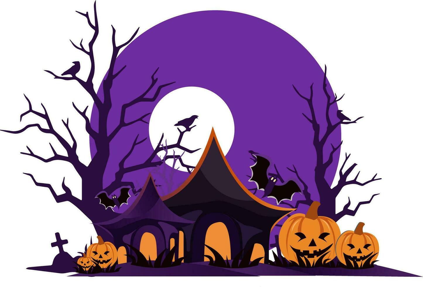 Happy Halloween Pumpkin Lettering Design Pro Vector