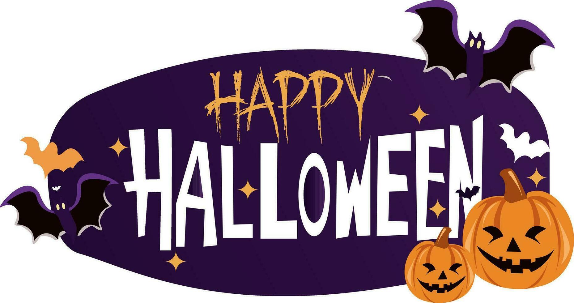 Happy Halloween Pumpkin Lettering Design Pro Vector