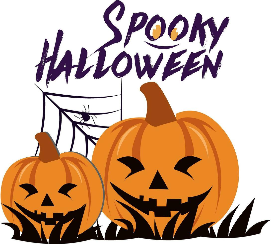 Happy Halloween Pumpkin Lettering Design Pro Vector