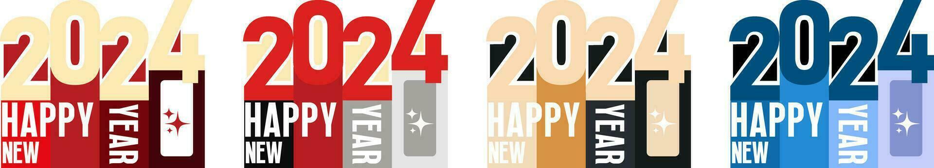 Happy new year 2024 logo vector design with modern ideas and colorful