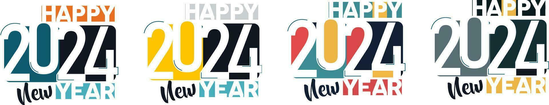 Happy new year 2024 logo vector design with modern ideas and colorful