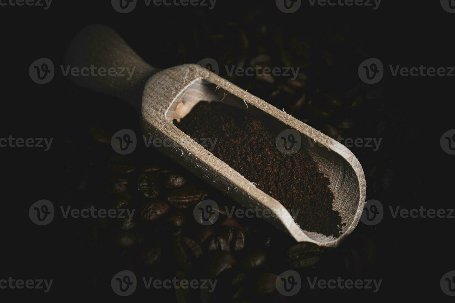 Coffee Beans on wooden Table photo