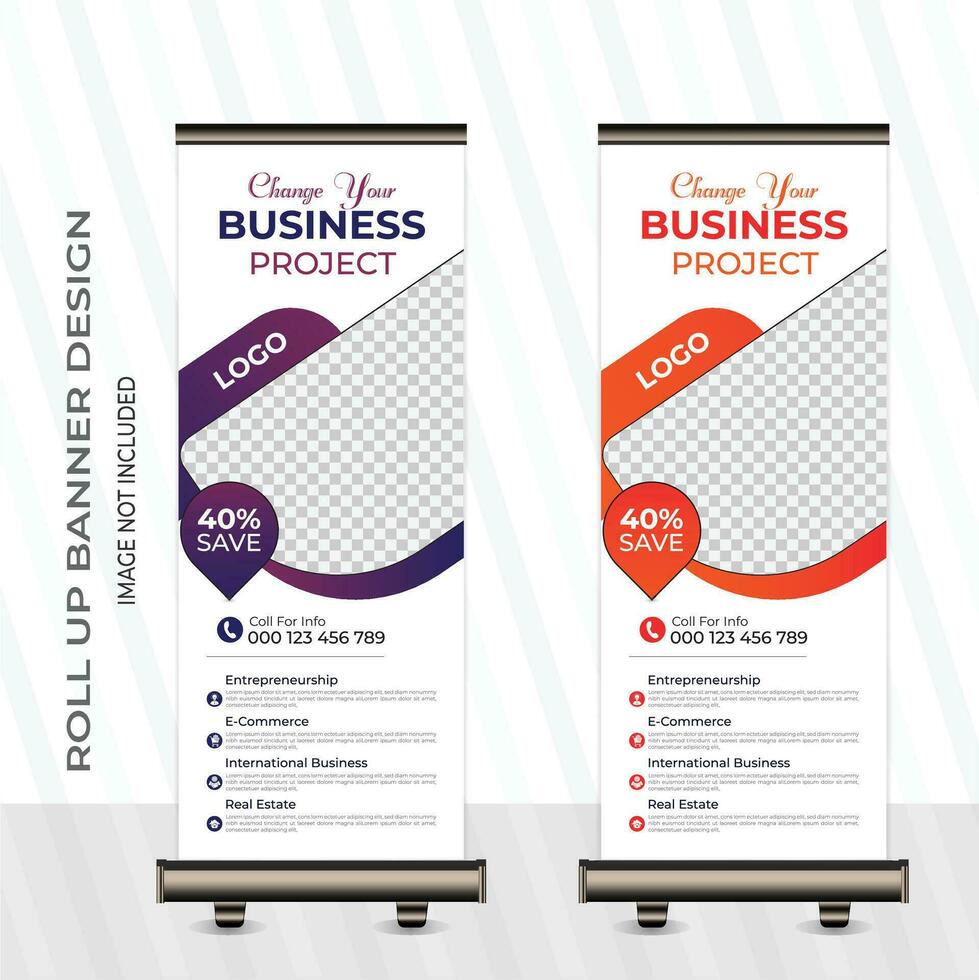 Professional roll up banner design, abd poll up banner design with 2 colors vector