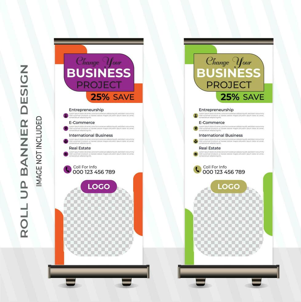 Professional roll up banner design, abd poll up banner design with 2 colors vector