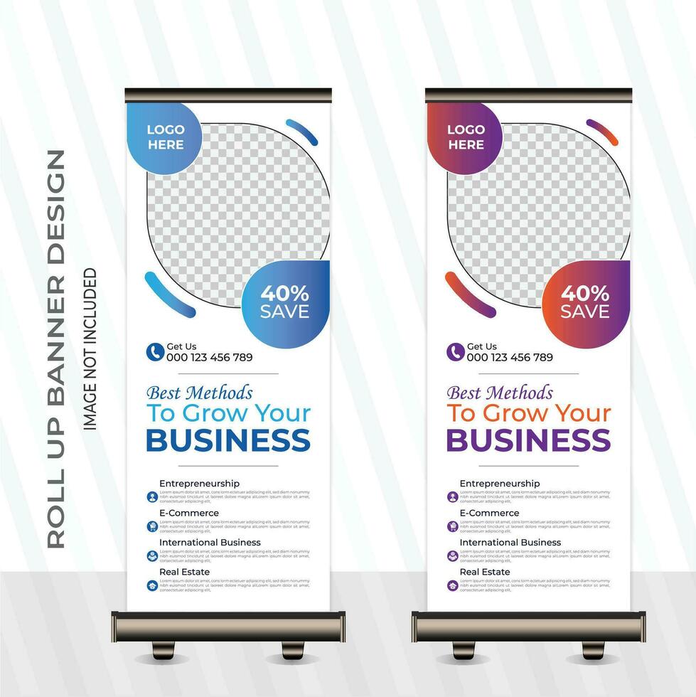 Professional roll up banner design, abd poll up banner design with 2 colors vector