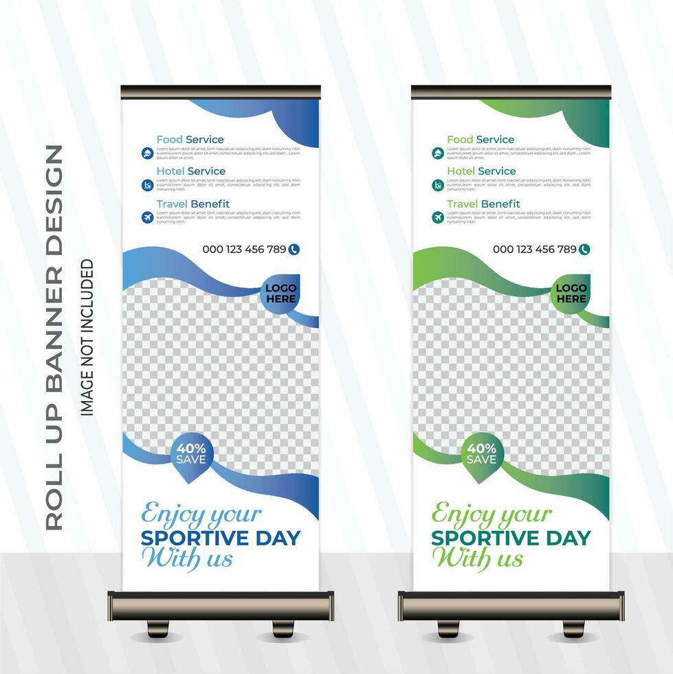 Professional roll up banner design, abd poll up banner design with 2 colors vector