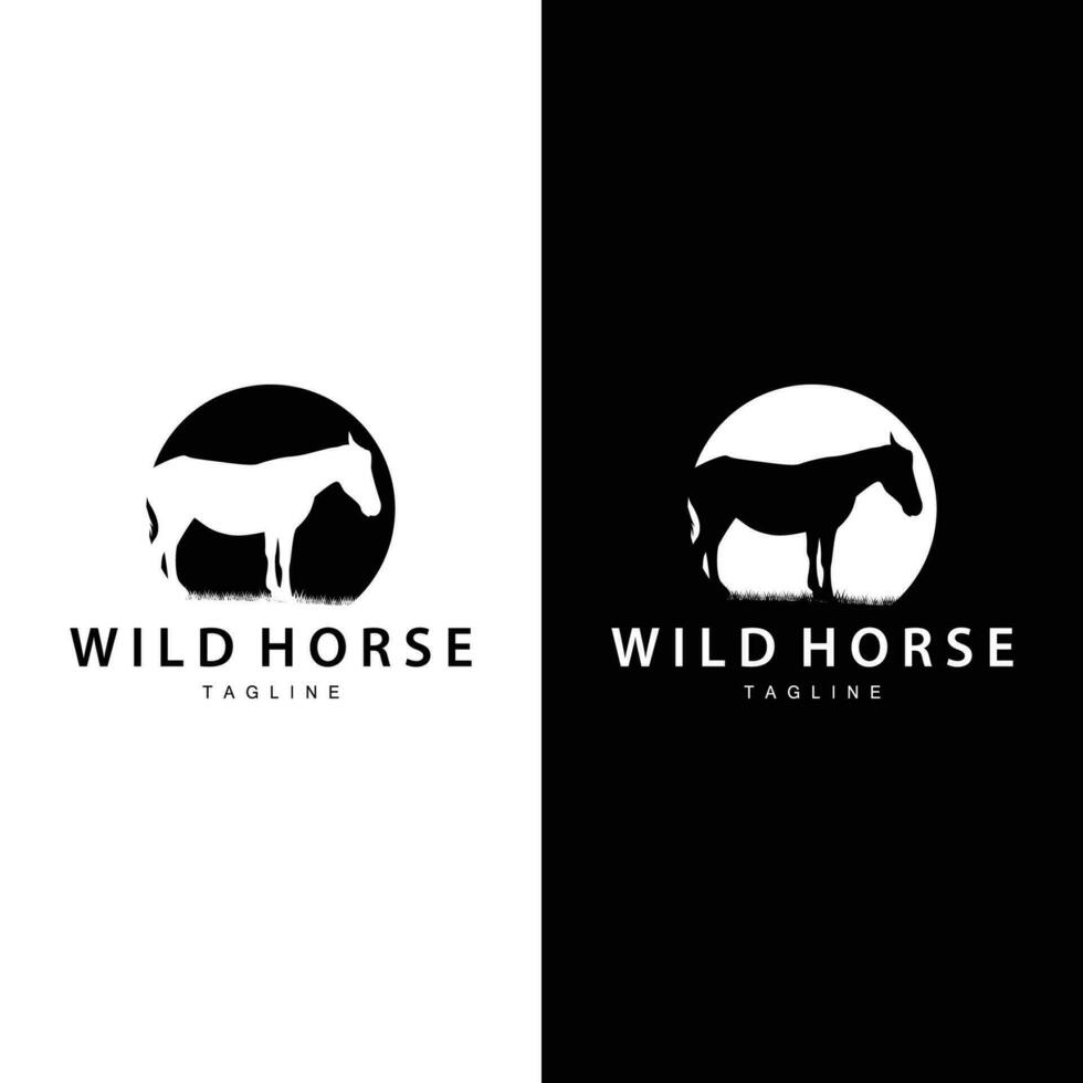 Wild Horse Logo Farm Design Silhouette Simple Vector Illustration Template