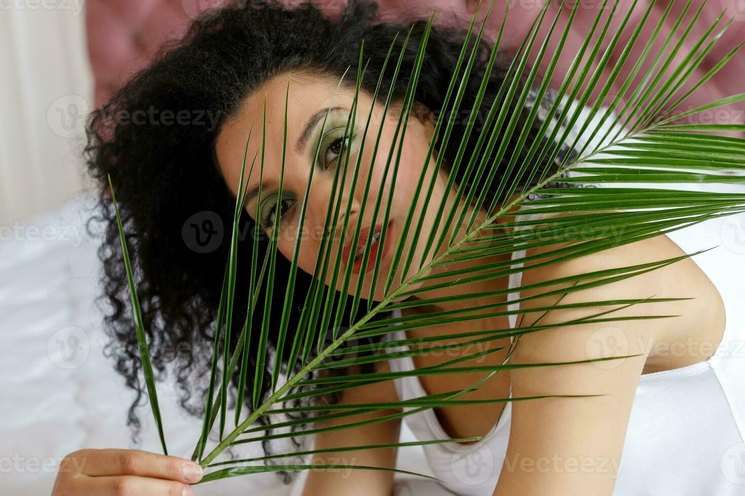 Closeup portrait of beautiful mixed race woman . photo