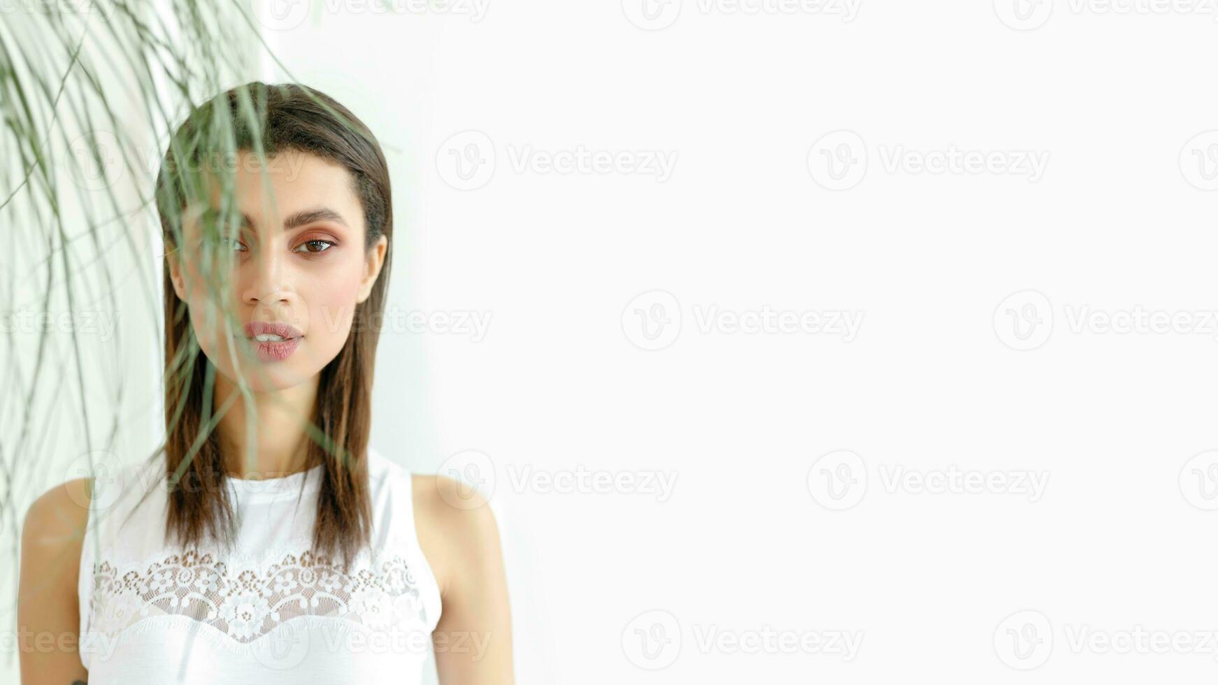 Closeup portrait of beautiful mixed race woman . photo