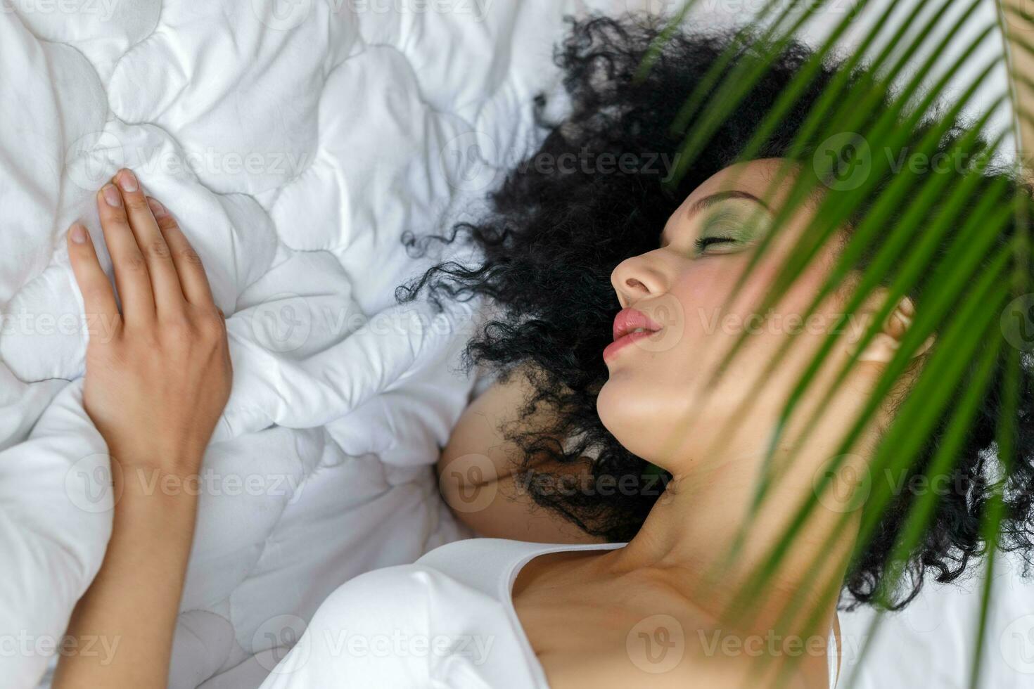 Closeup portrait of beautiful mixed race woman . photo