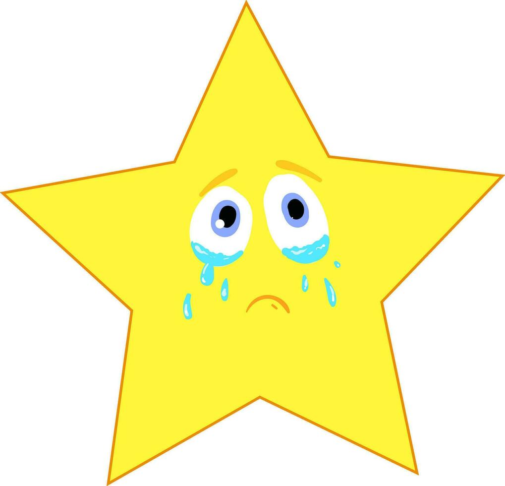 Crying star, vector or color illustration.