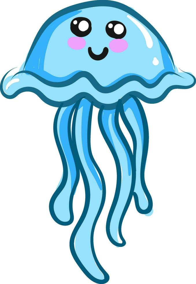 Blue Jellyfish illustration, vector or color illustration.