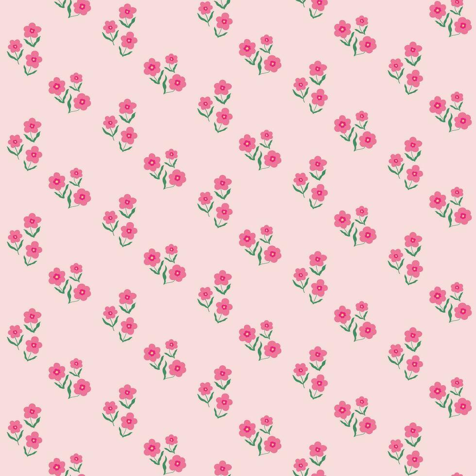 Seamless pattern background with simple hand drawn flowers. Cute childish ornament with blossoms vector