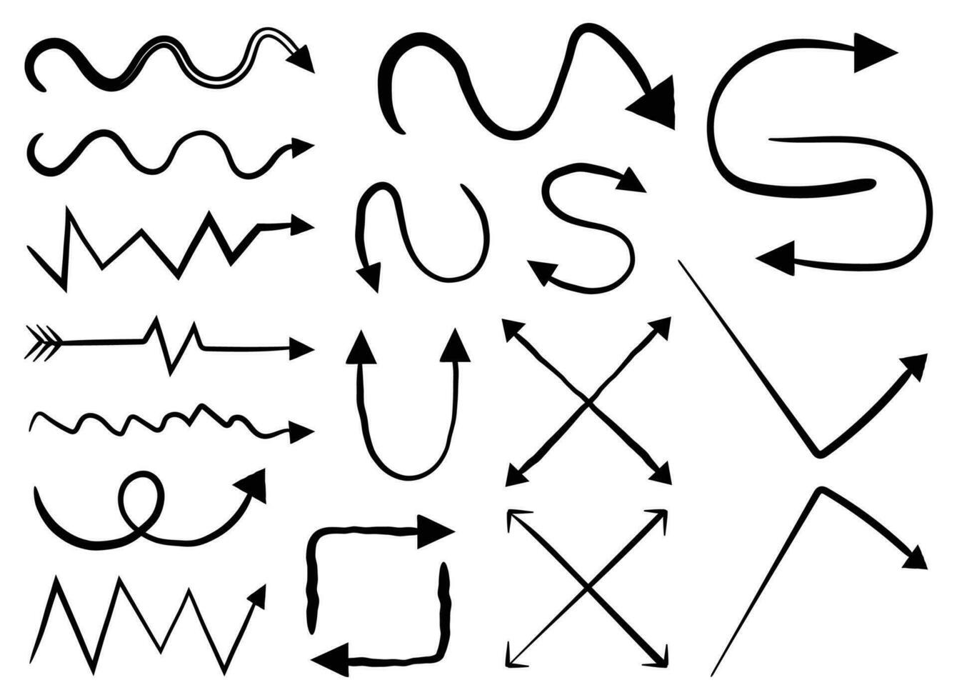 Doodle Arrows, Hand Drawn Arrows, Arrow Scribbles Set vector