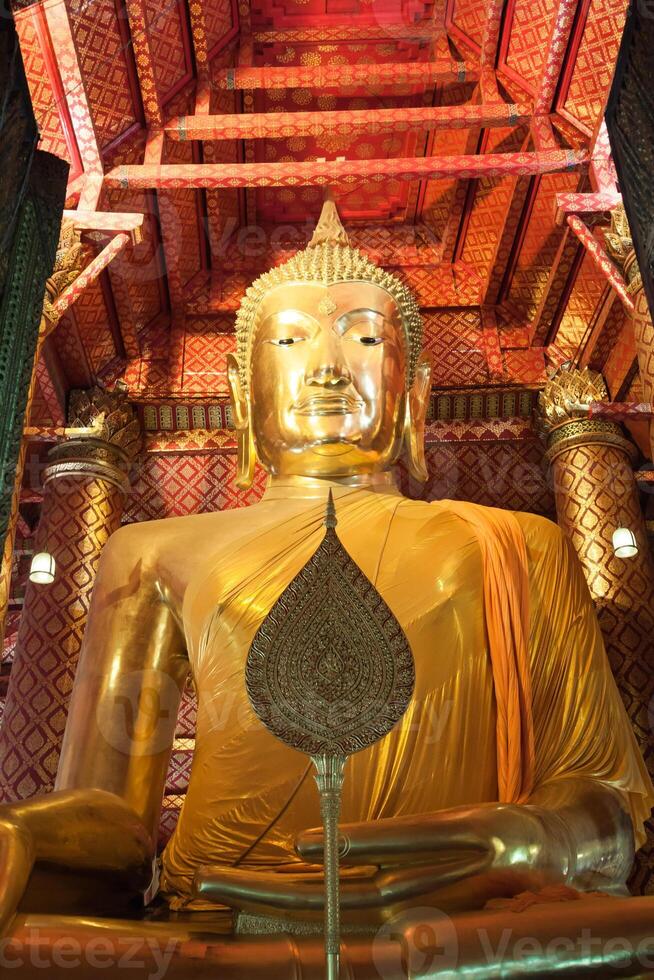 The main Buddha image, Wat Phanan Choeng in Ayutthaya. photo