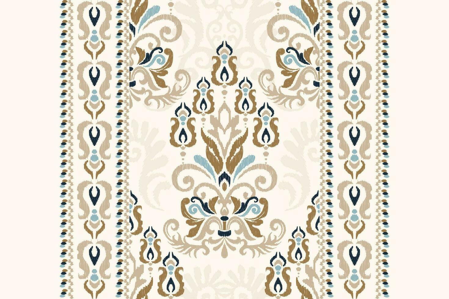 Ikat floral paisley embroidery on white background.Ikat ethnic oriental pattern traditional.Aztec style abstract vector illustration.design for texture,fabric,clothing,wrapping,decoration,scarf,carpet