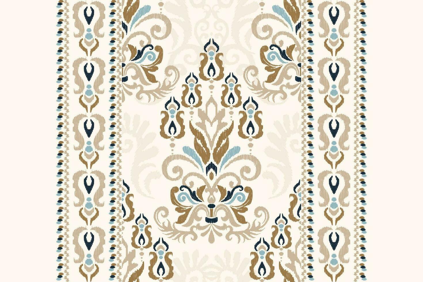 Ikat floral paisley embroidery on white background.Ikat ethnic oriental pattern traditional.Aztec style abstract vector illustration.design for texture,fabric,clothing,wrapping,decoration,scarf,carpet