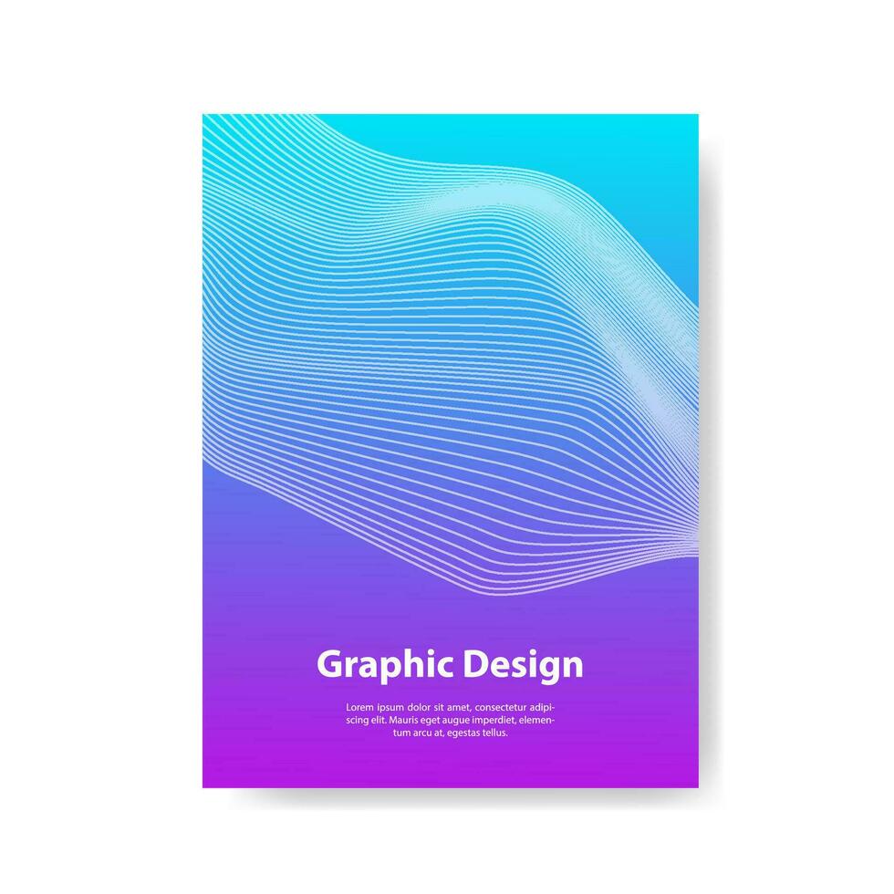 Colorful book cover with abstract wave lines vector