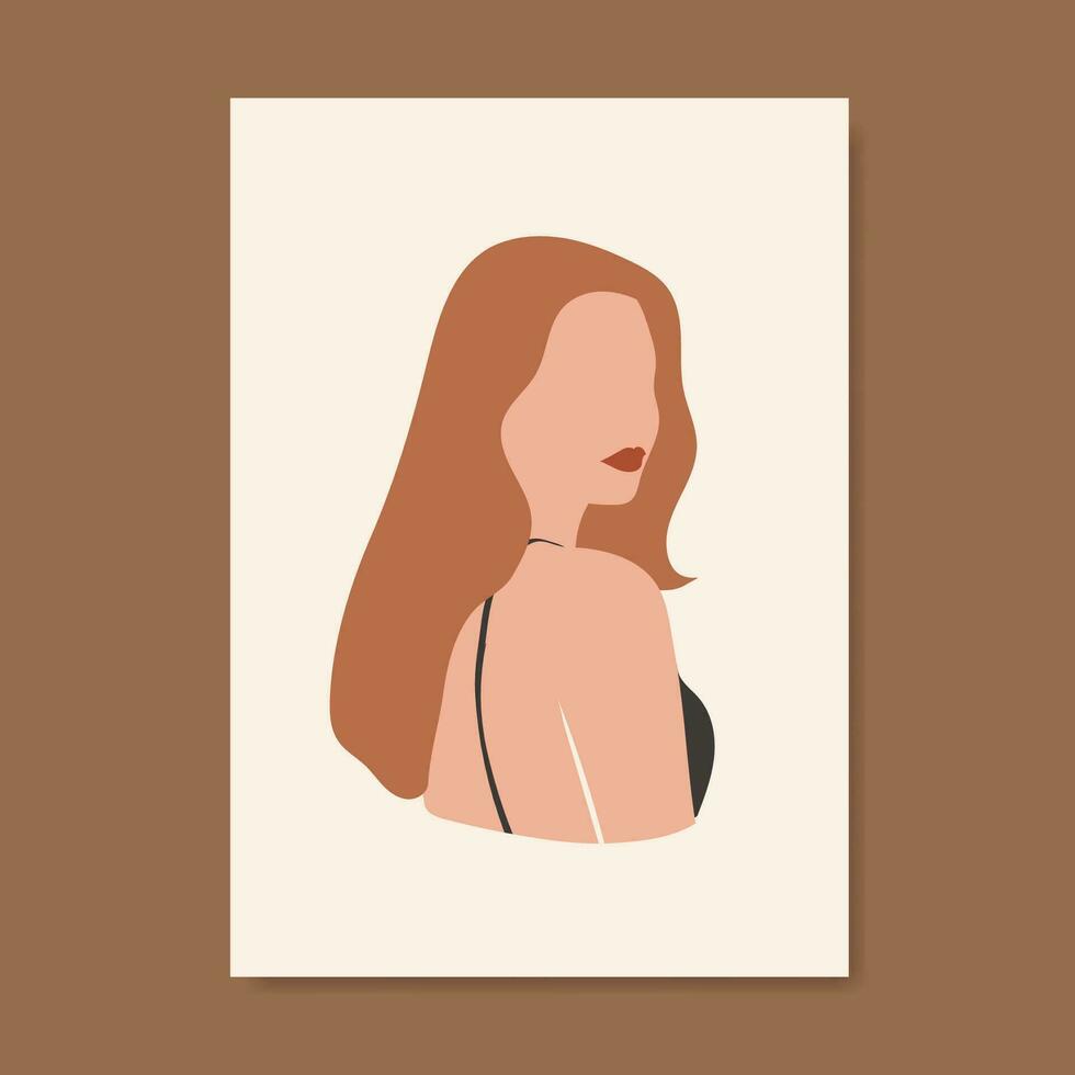 Wall decoration vector. Abstract female shape art image in pastel colors. Abstract Art designs for prints, covers, wallpapers, wall art. Minimal and natural. Vector illustration.