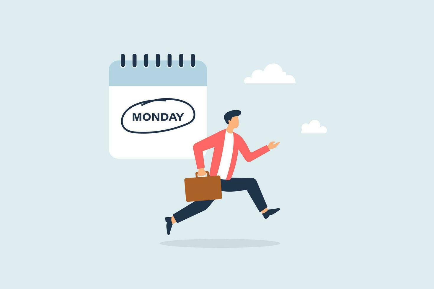 Businessman excited to work on monday. Vector illustration