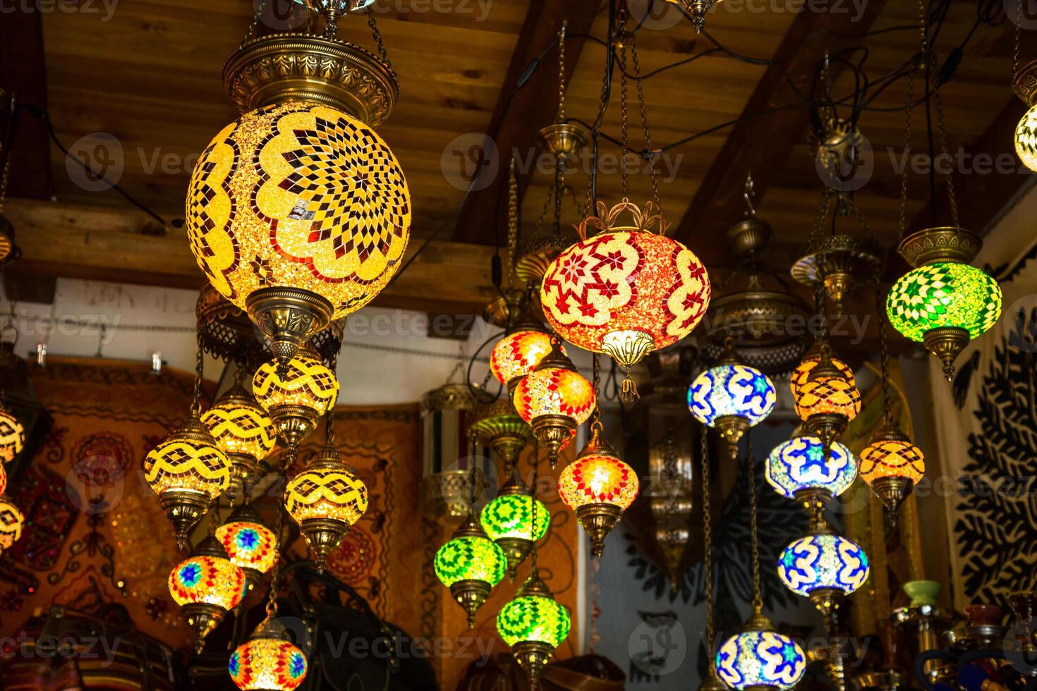 Arabic lamps and lanterns in the Marrakesh,Morocco photo