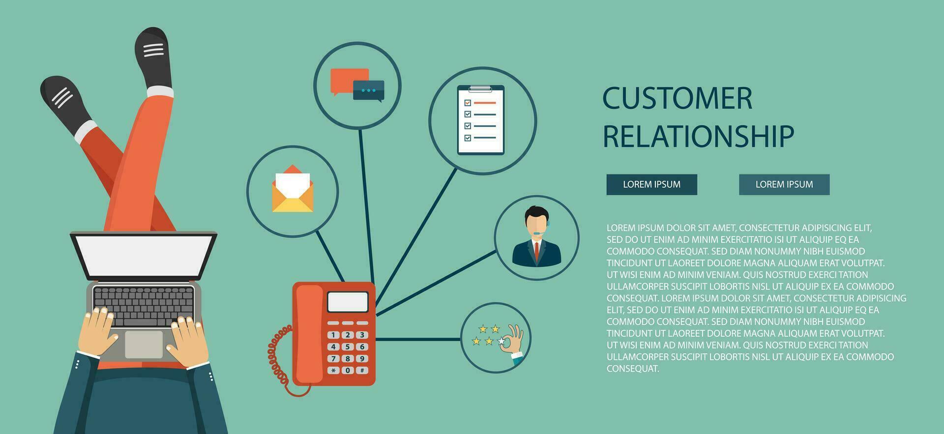 Business customer care service concept. Icons set of contact us, support, help, phone call and website click. Flat vector illustration.
