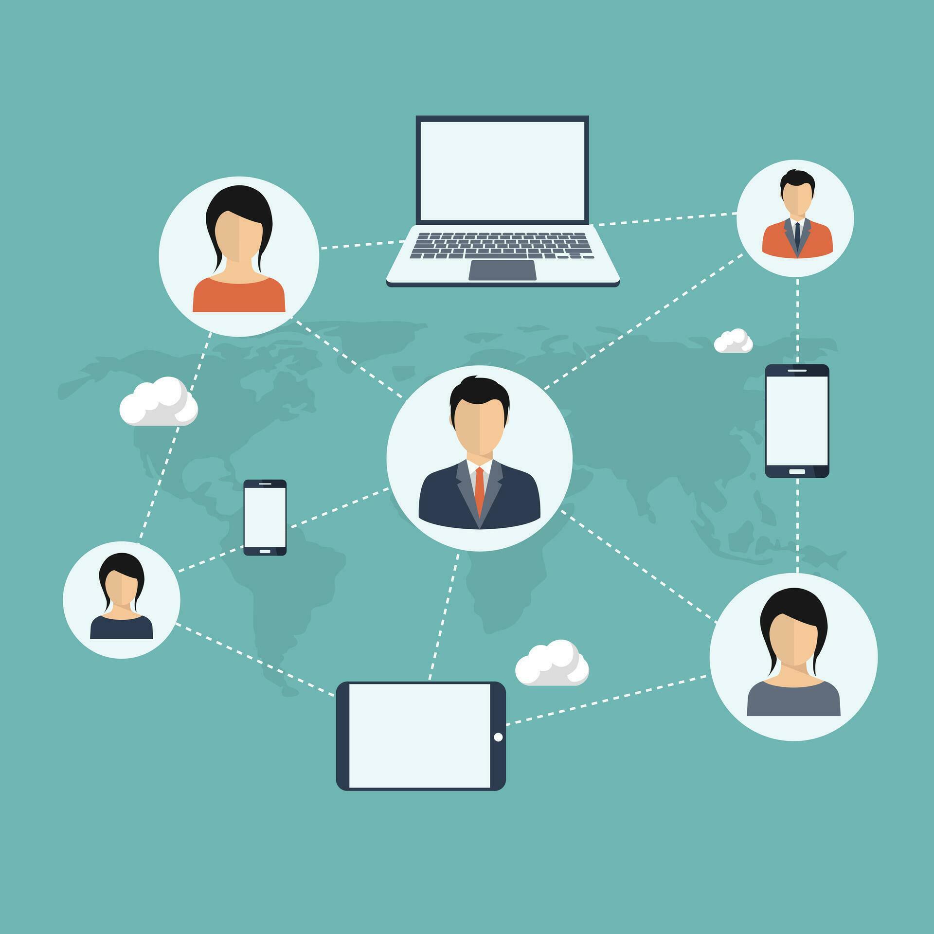 Social media network. Growth background with lines, circles and