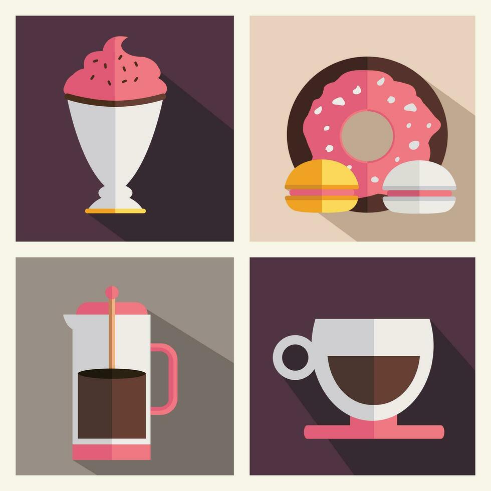 café tienda icono colocar. plano vector ilustración.