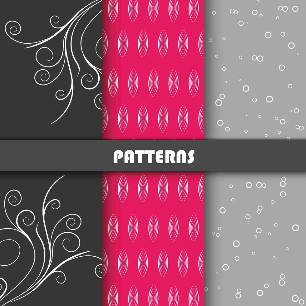 Colorful pattern set. Background patterns for fabric and paper. Flat vector illustration