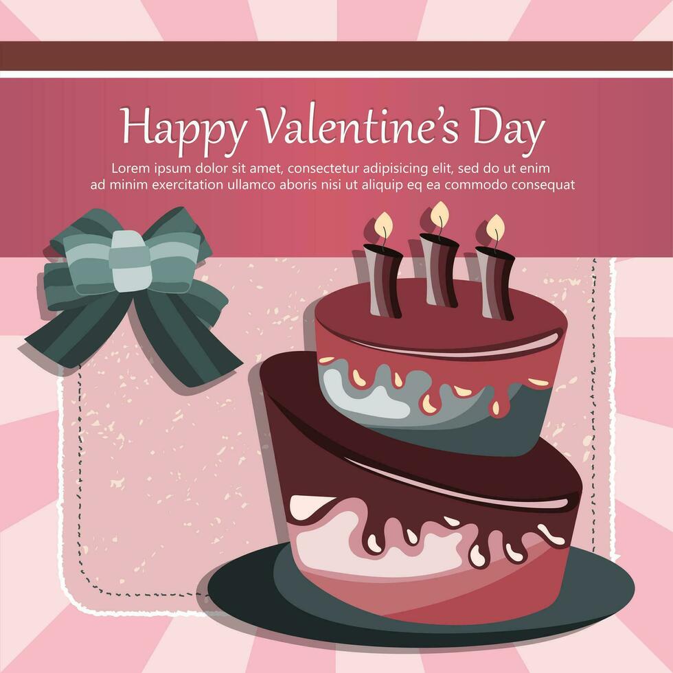 Colorful card for birthdays, Valentine's day, weddings, celebrations. Flat vector illustration