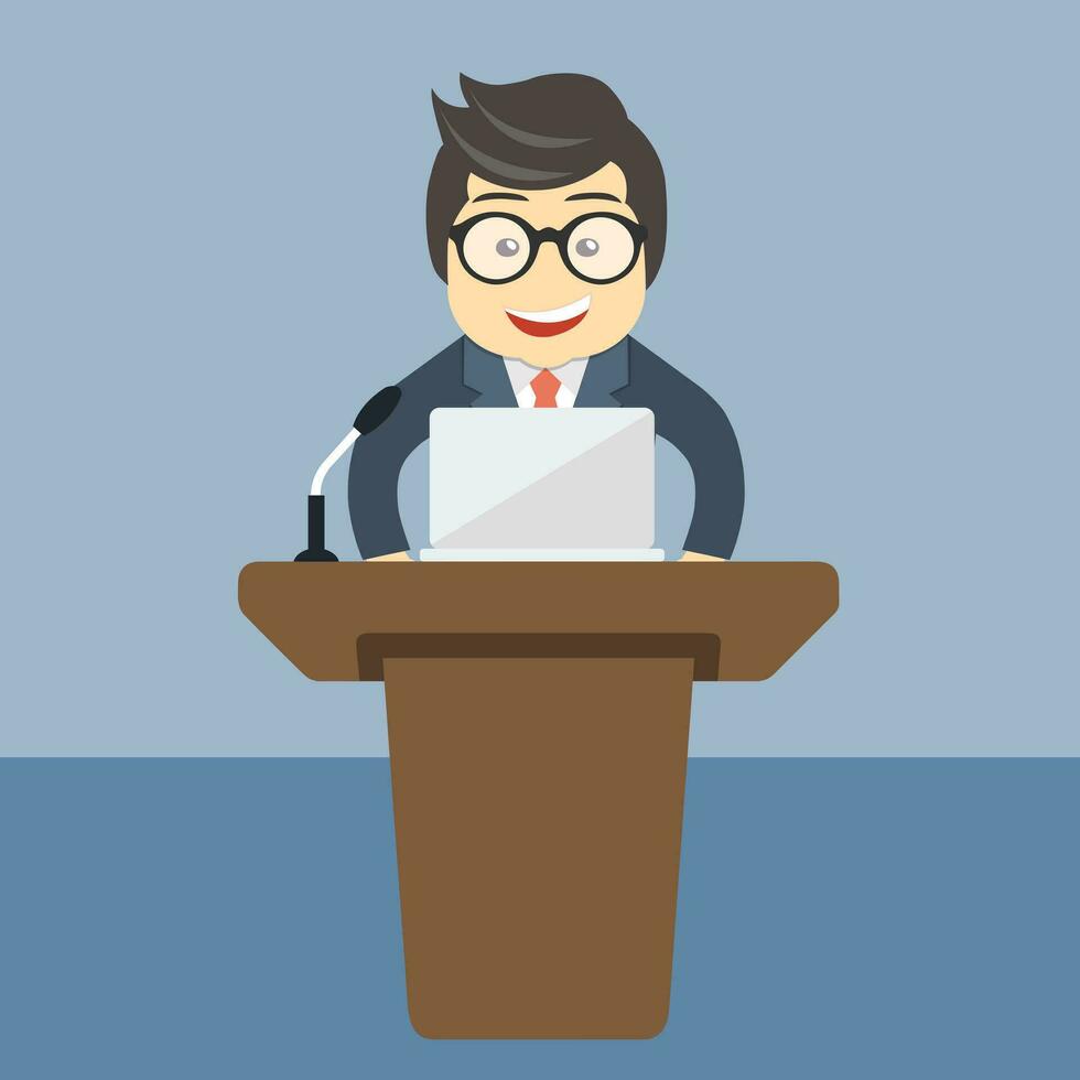 Flat modern design of businessman giving a presentation. Flat vector design.